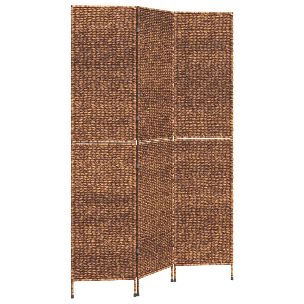 3-Panel Brown Water Hyacinth Room Divider 122x180 cm