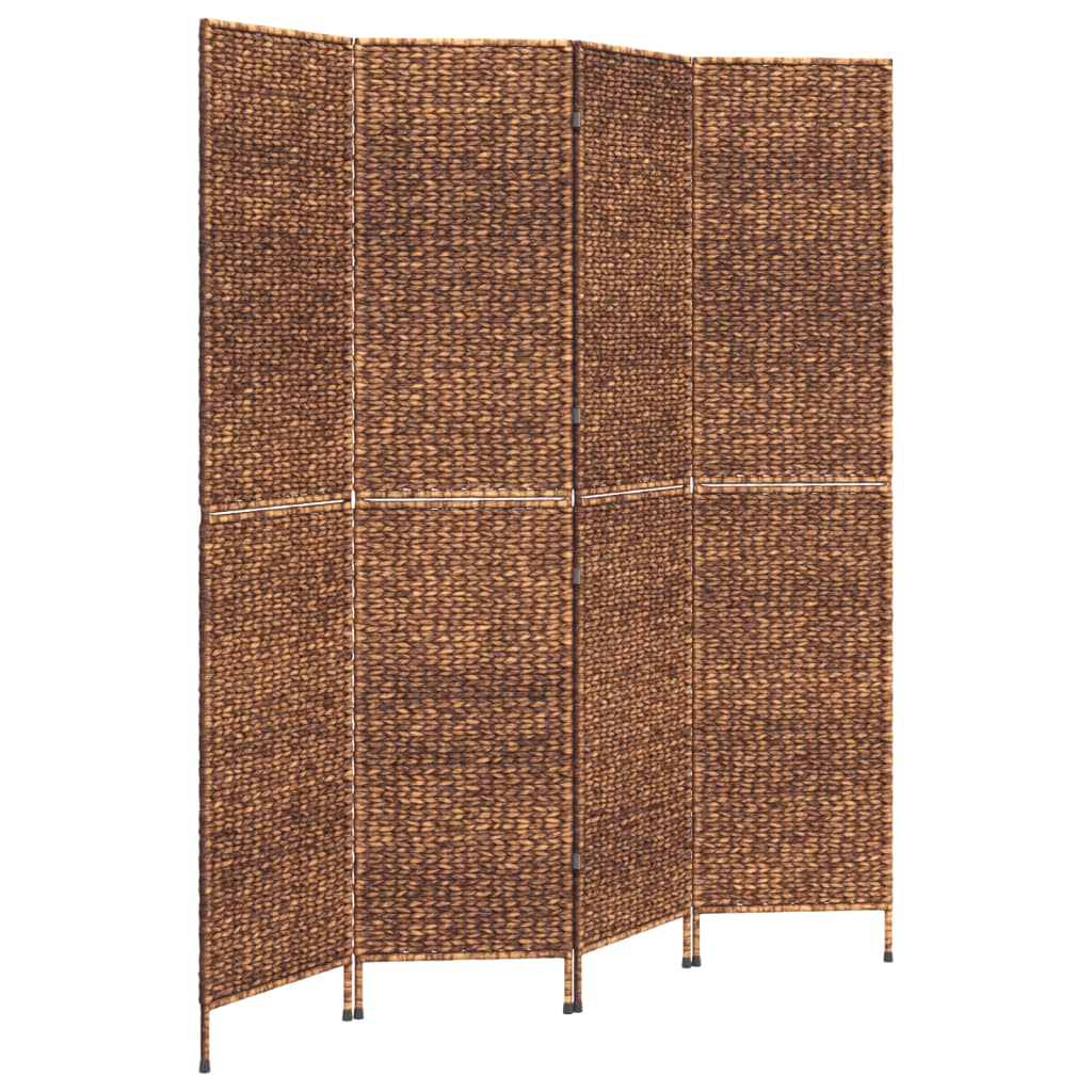 4-Panel Brown Water Hyacinth Room Divider 163x180 cm