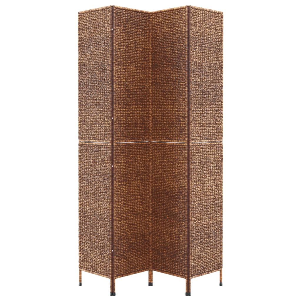 4-Panel Brown Water Hyacinth Room Divider 163x180 cm