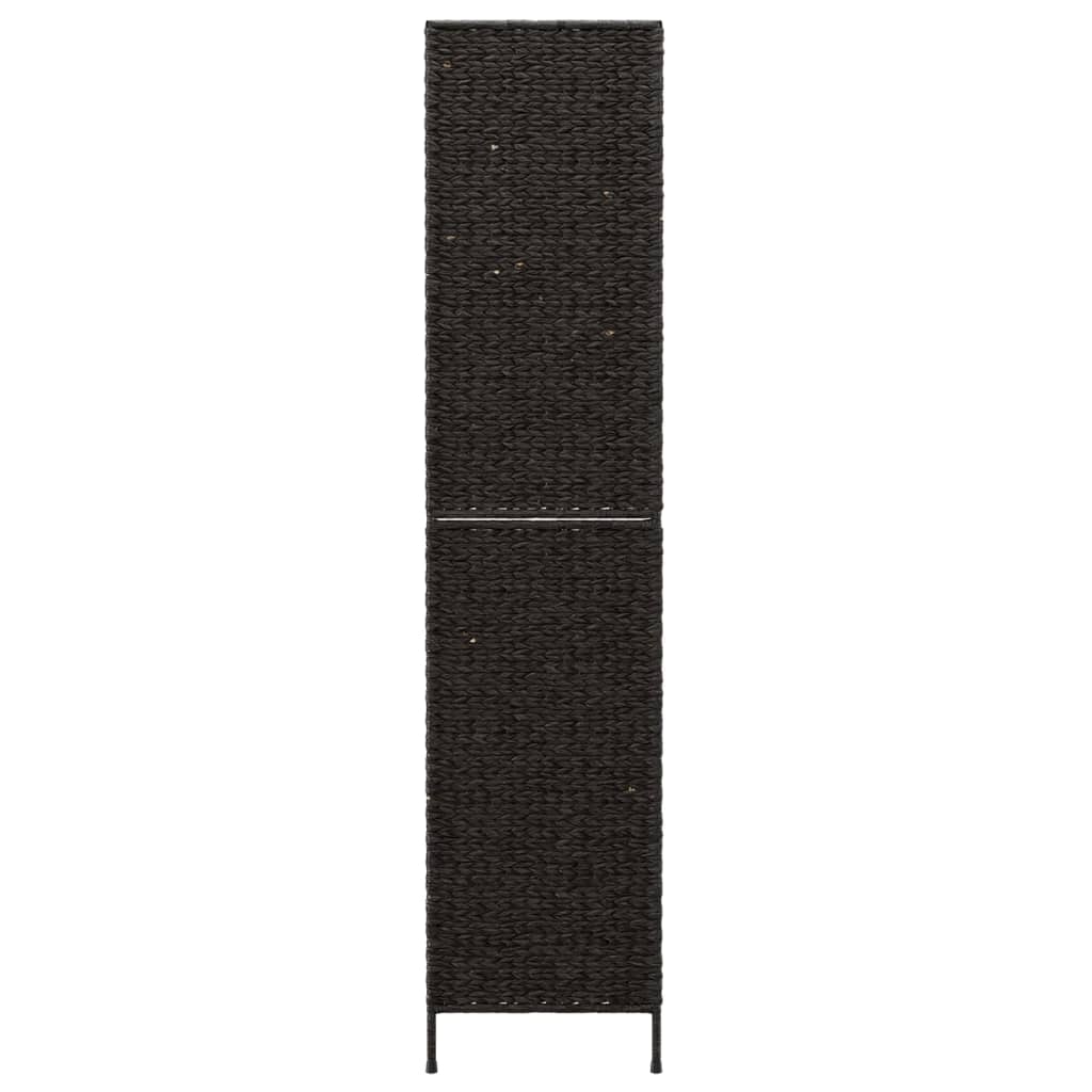 4-Panel Black Room Divider 163x180cm Water Hyacinth Screen