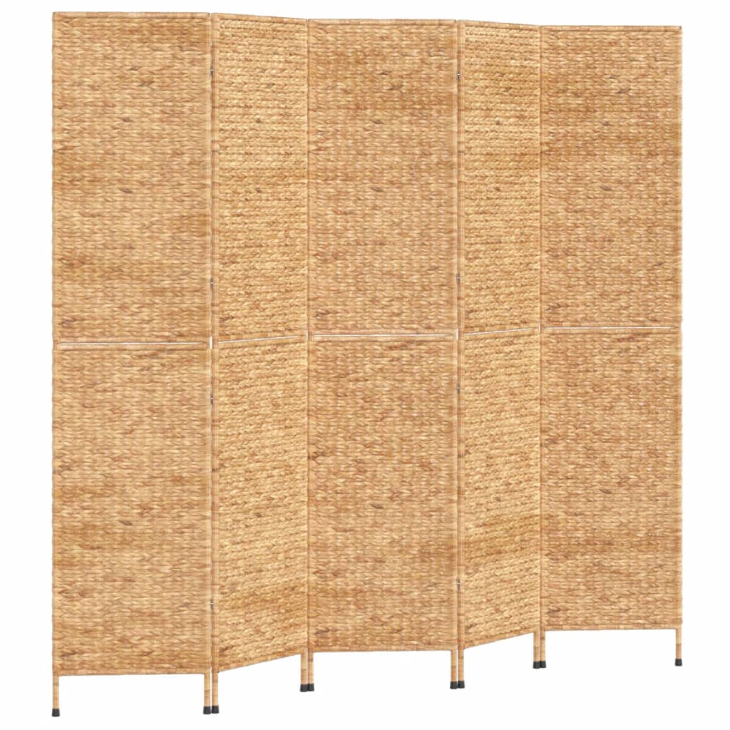 Water Hyacinth 5-Panel Room Divider, 205x180 cm - Natural Elegance