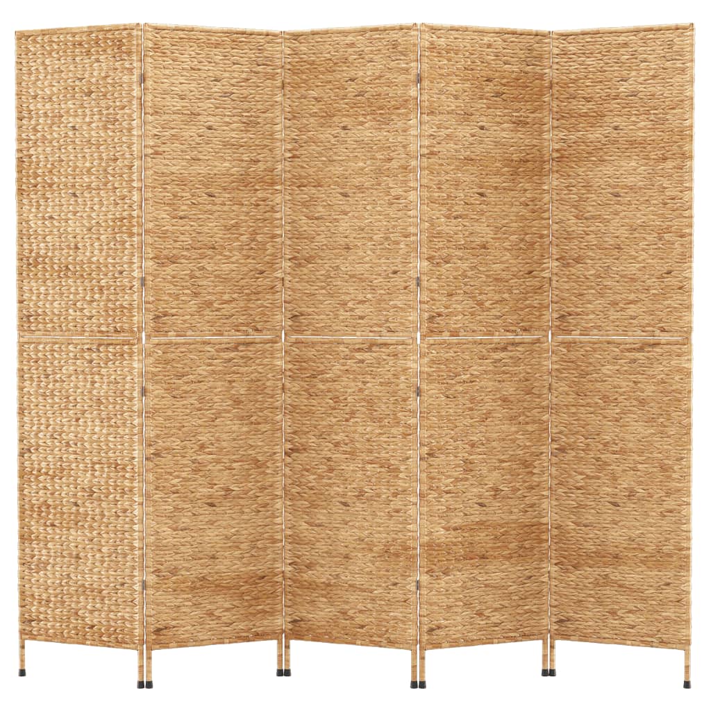 Water Hyacinth 5-Panel Room Divider, 205x180 cm - Natural Elegance