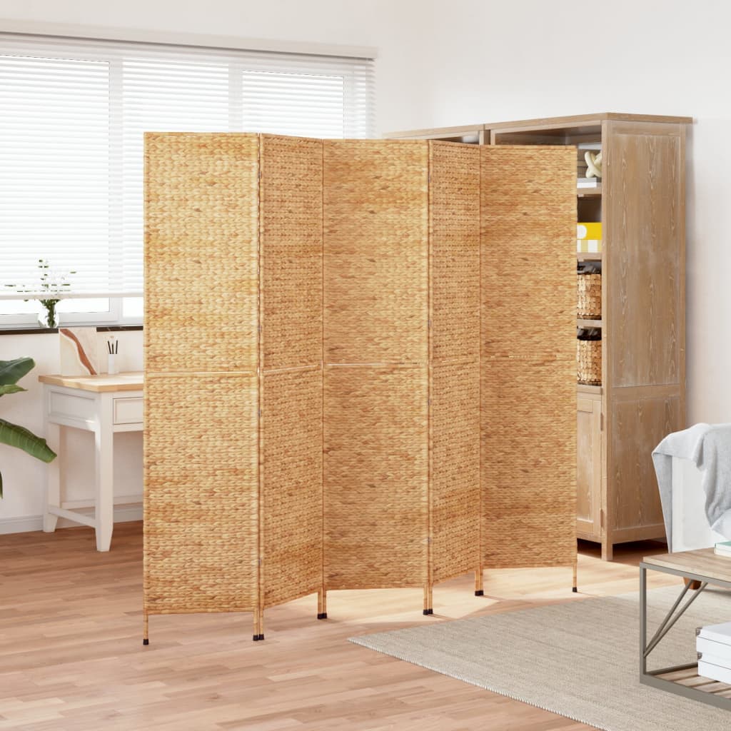 Water Hyacinth 5-Panel Room Divider, 205x180 cm - Natural Elegance