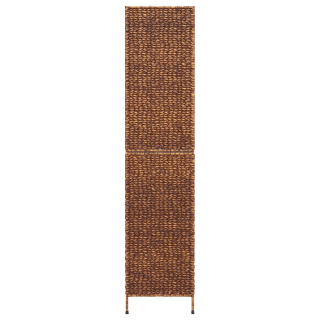 5-Panel Brown Room Divider 205x180 cm - Water Hyacinth Elegance