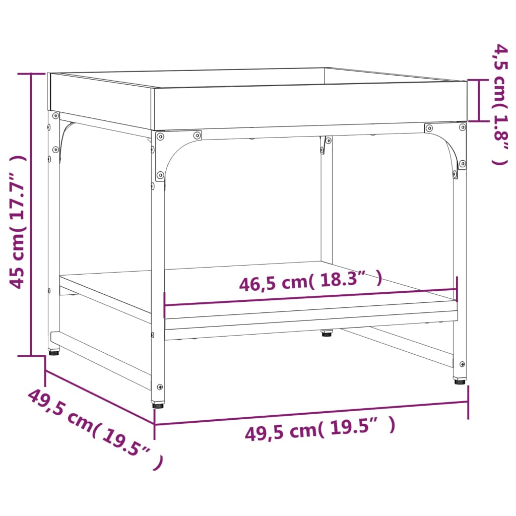 Coffee Table Black 49.5x49.5x45 cm Engineered Wood