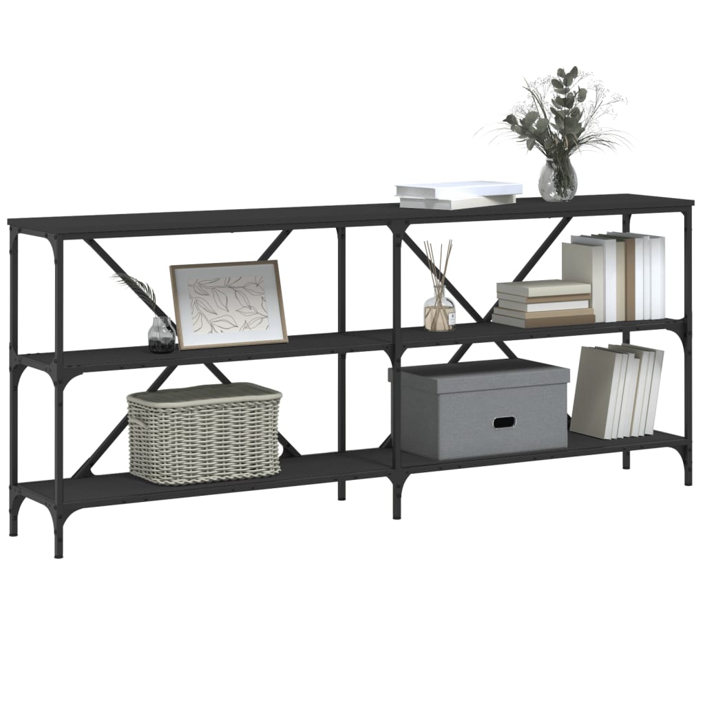 Black Engineered Wood & Iron Console Table - 180x30x75 cm