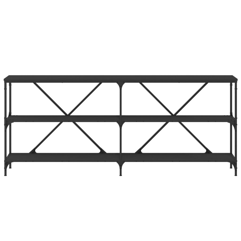 Black Engineered Wood & Iron Console Table - 180x30x75 cm
