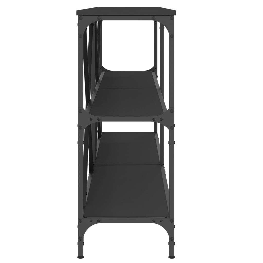 Black Engineered Wood & Iron Console Table - 180x30x75 cm