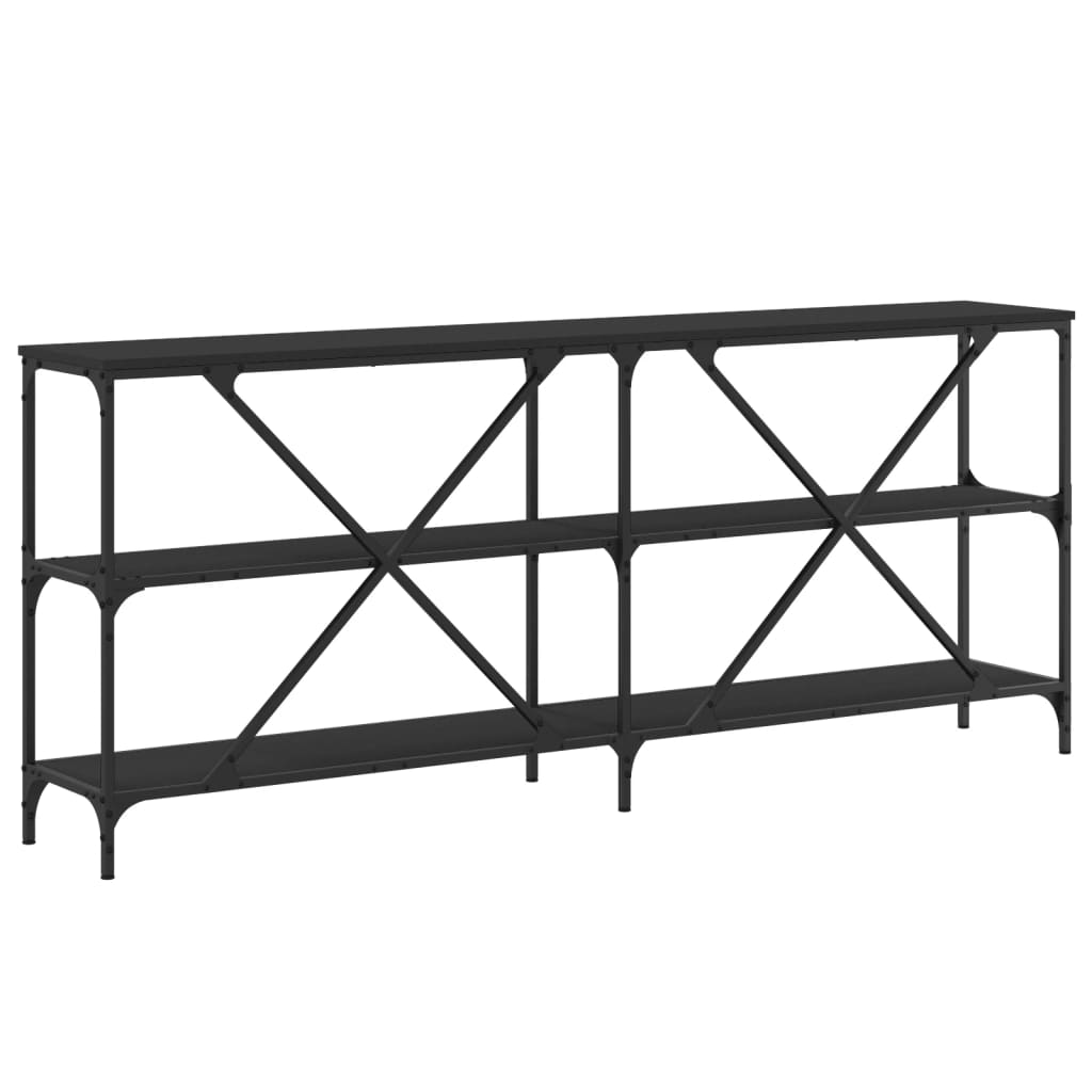 Black Engineered Wood & Iron Console Table - 180x30x75 cm