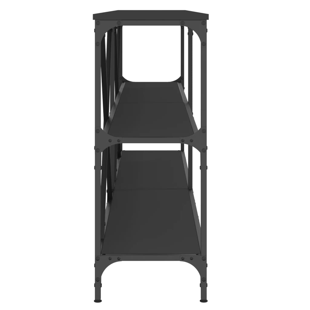 Black Engineered Wood & Iron Console Table - 200x30x75 cm