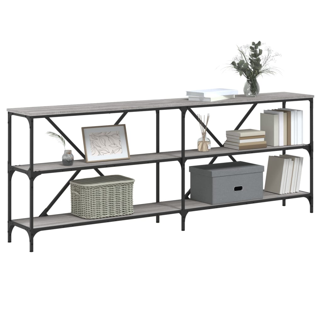 Sonoma Grey Console Table 200x30x75 cm - Engineered Wood & Iron