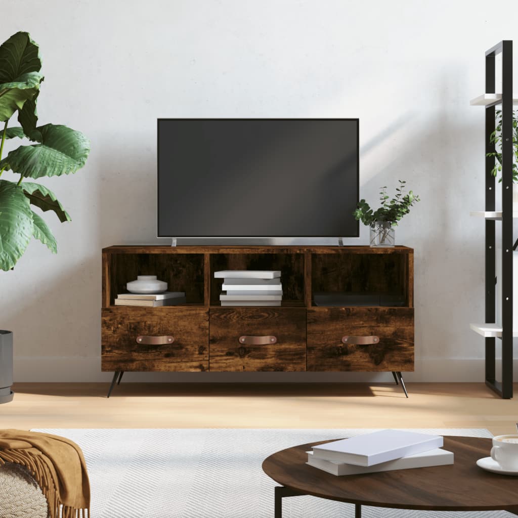 TV Cabinet Smoked Oak 102x36x50 cm Engineered Wood