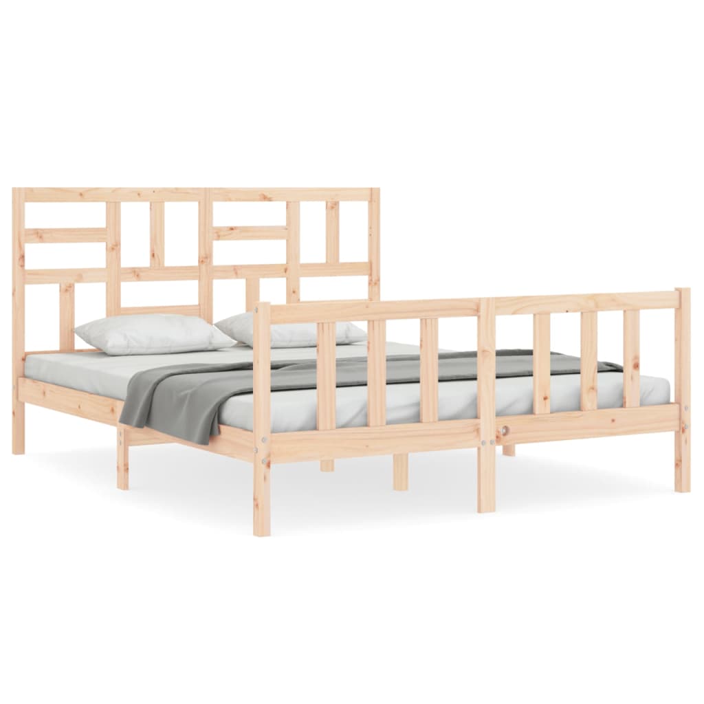 Bed Frame without Mattress King Size Solid Wood Pine