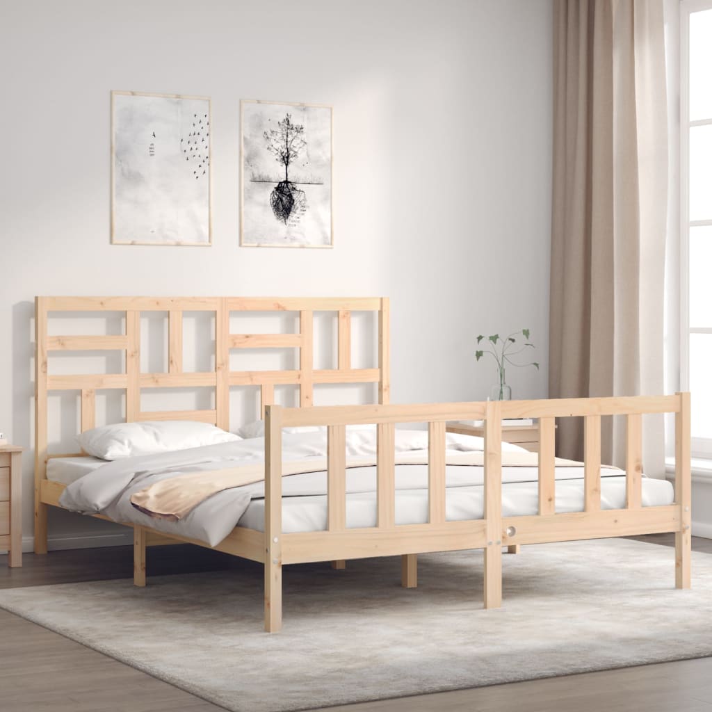 Bed Frame without Mattress King Size Solid Wood Pine
