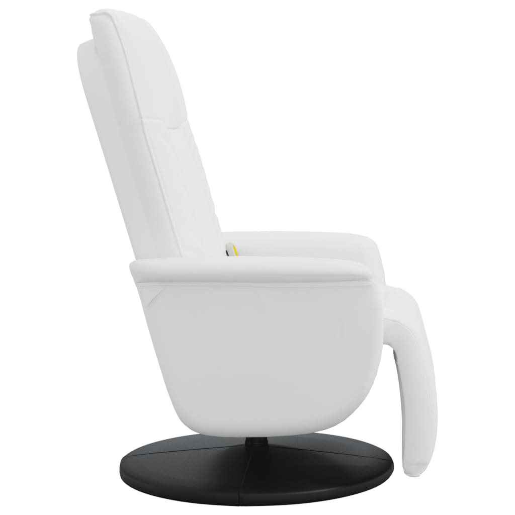 Massage Recliner Chair with Footrest White Faux Leather