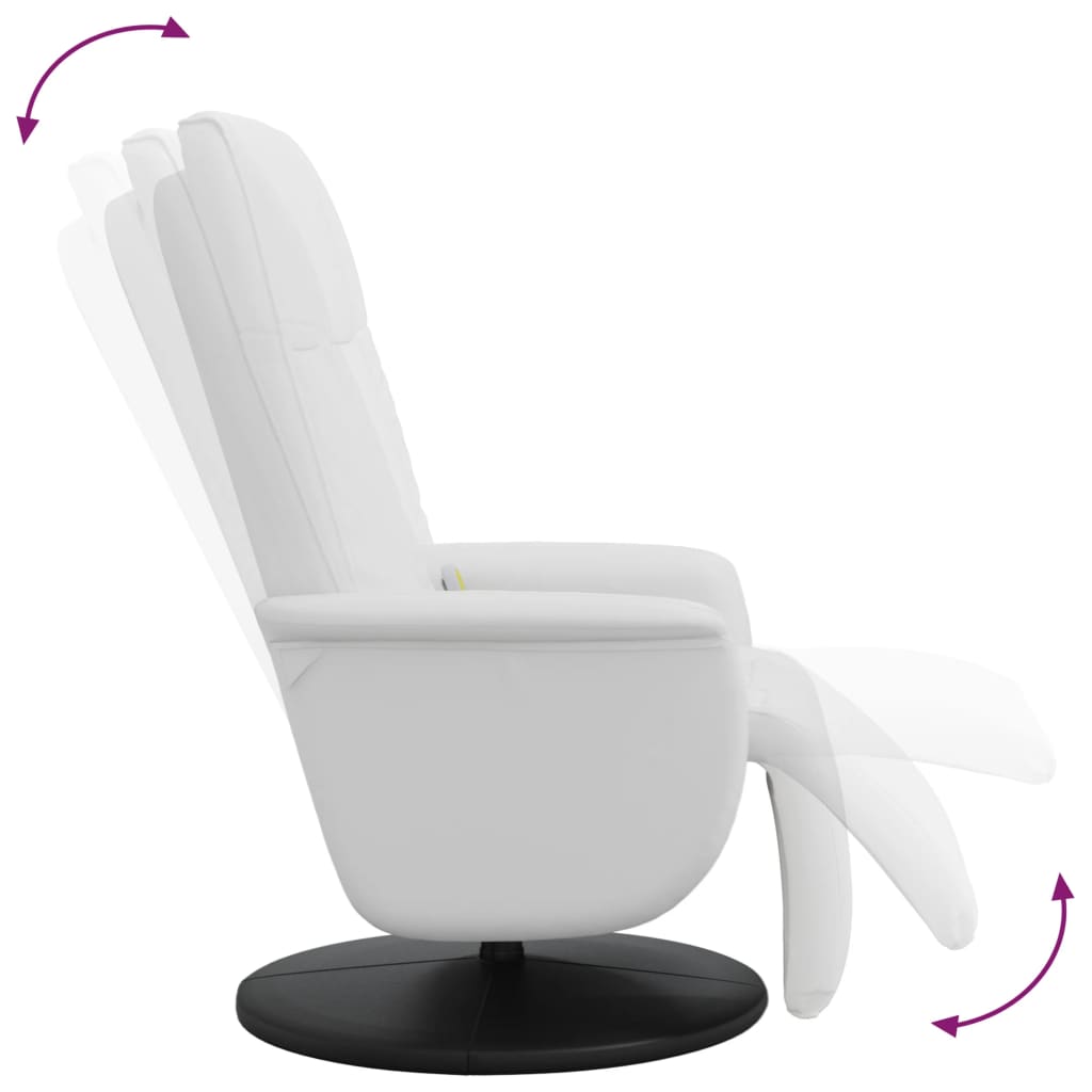 Massage Recliner Chair with Footrest White Faux Leather
