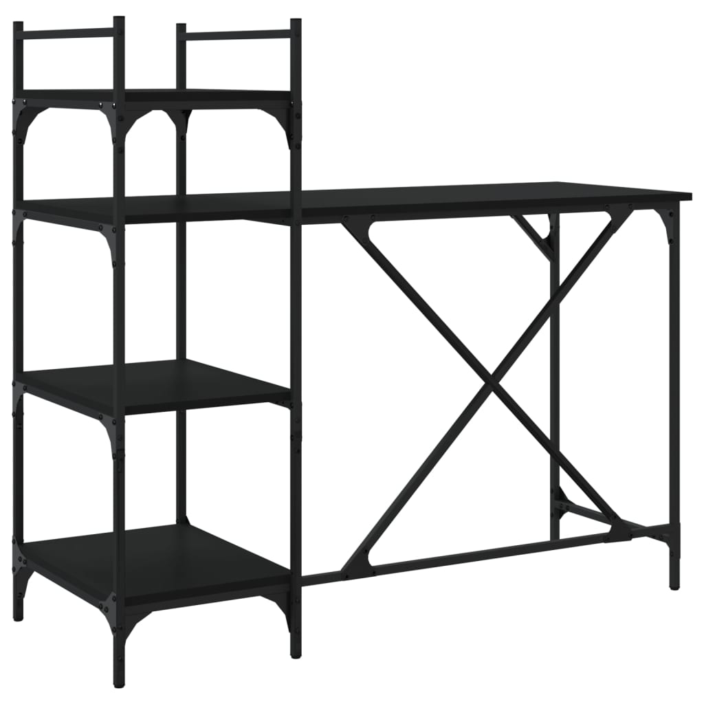 Sleek Black Computer Desk with Shelves - 120x47x109 cm