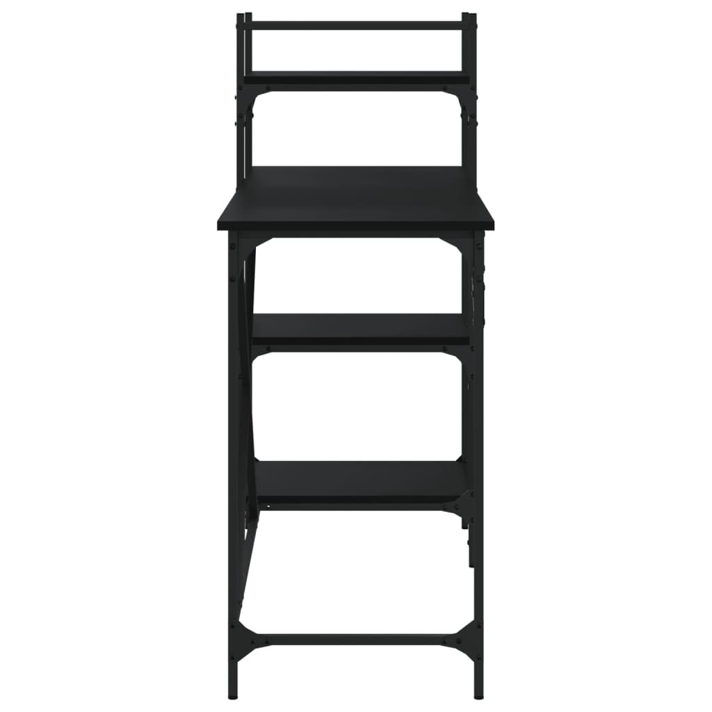 Sleek Black Computer Desk with Shelves - 120x47x109 cm