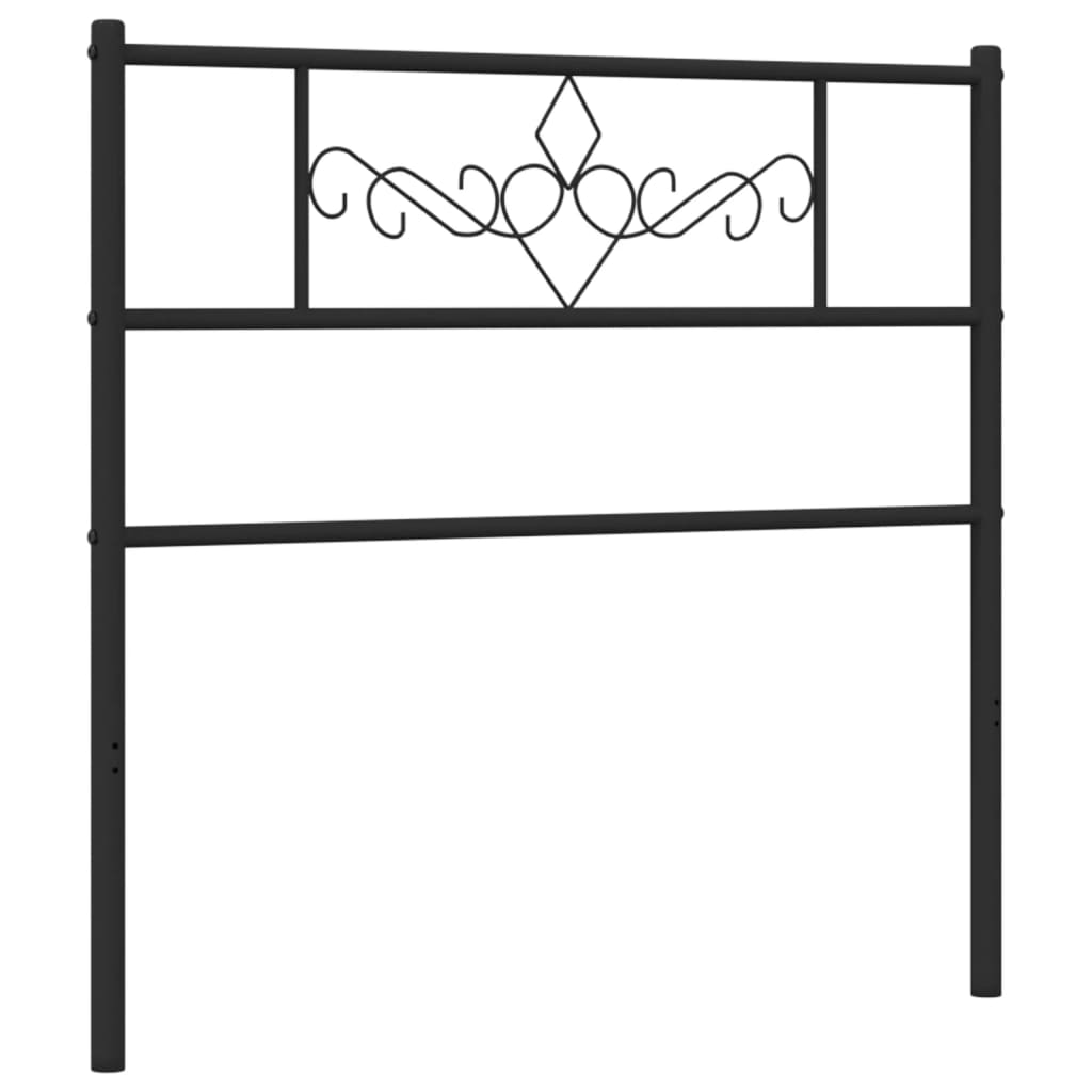 Sleek Black Metal Headboard - 90 cm Modern Bedroom Accent