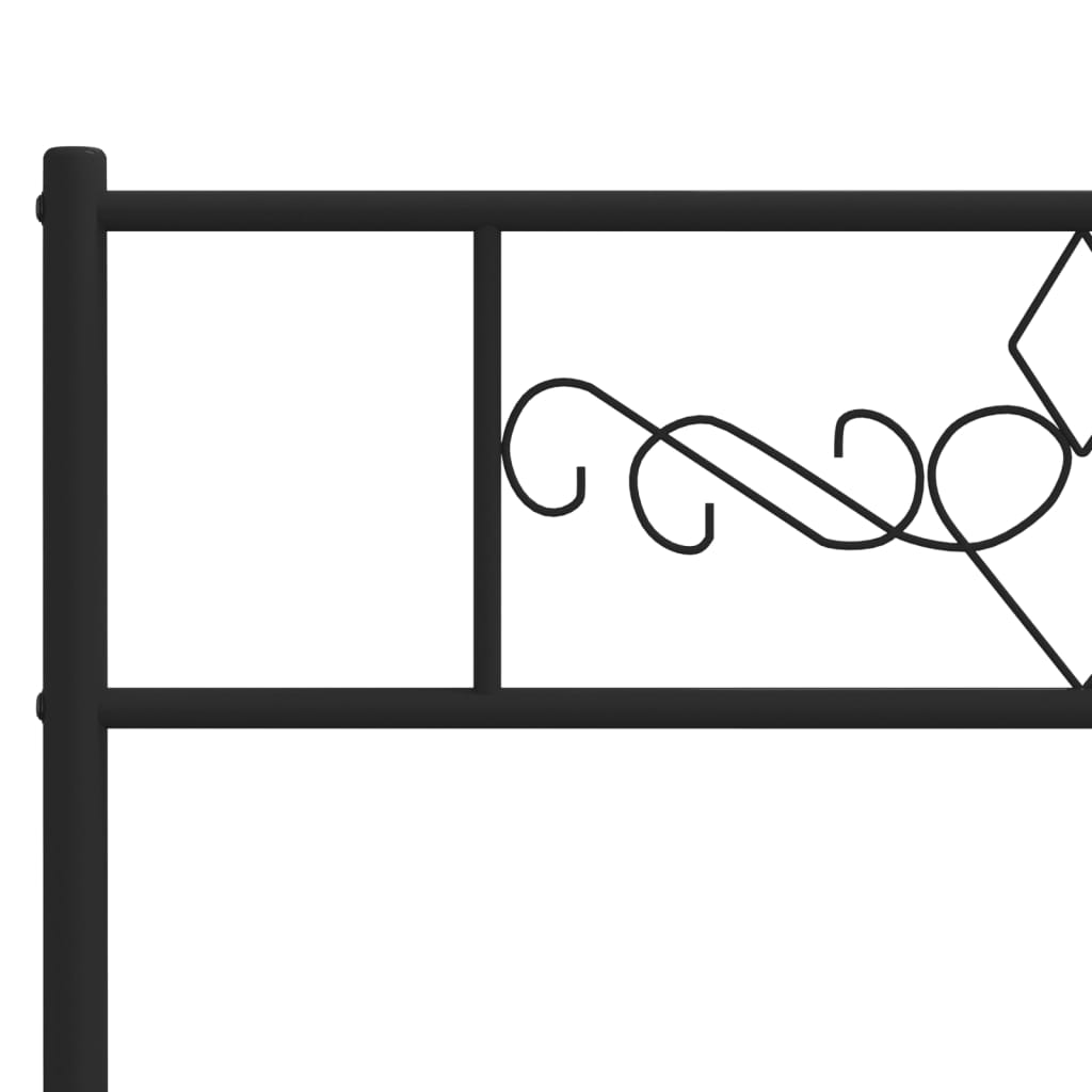 Sleek Black Metal Headboard - 90 cm Modern Bedroom Accent