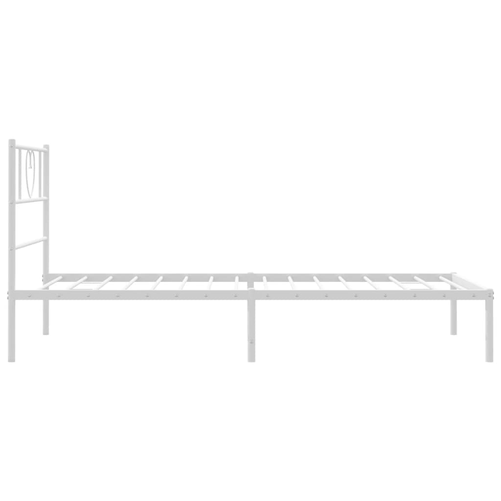 Metal Bed Frame without Mattress with Headboard White 107x203cm