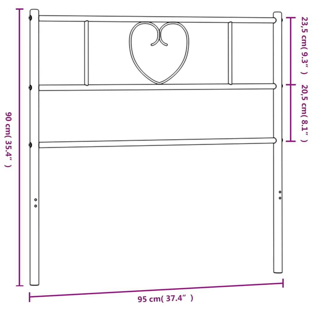 Metal Headboard White 90 cm