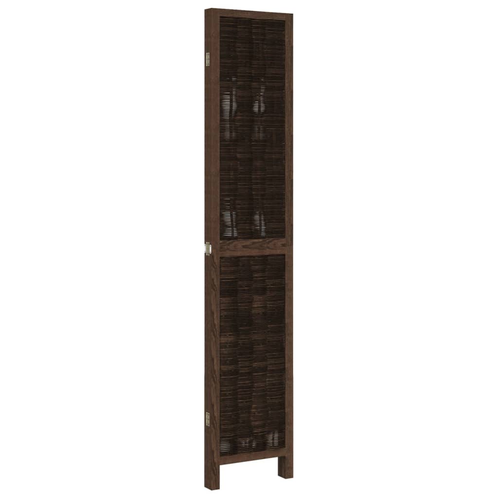 4-Panel Room Divider Solid Wood Paulownia, Dark Brown Finish