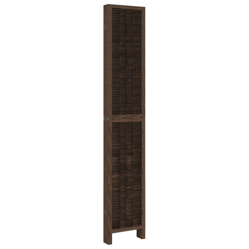 6-Panel Solid Paulownia Wood Room Divider - Dark Brown Finish