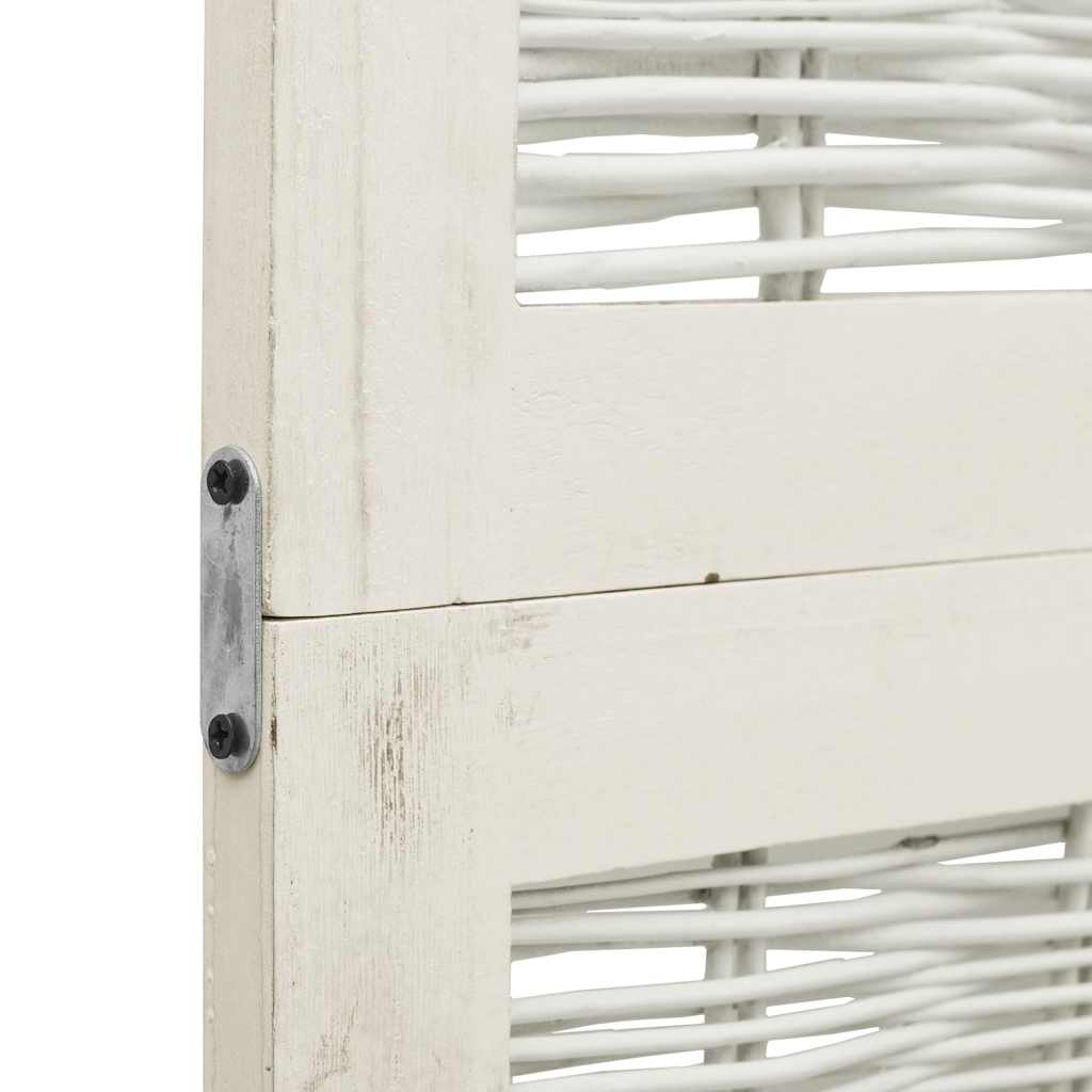 Room Divider 3 Panels White Solid Wood Paulownia