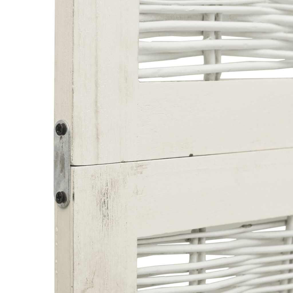 Room Divider 5 Panels White Solid Wood Paulownia