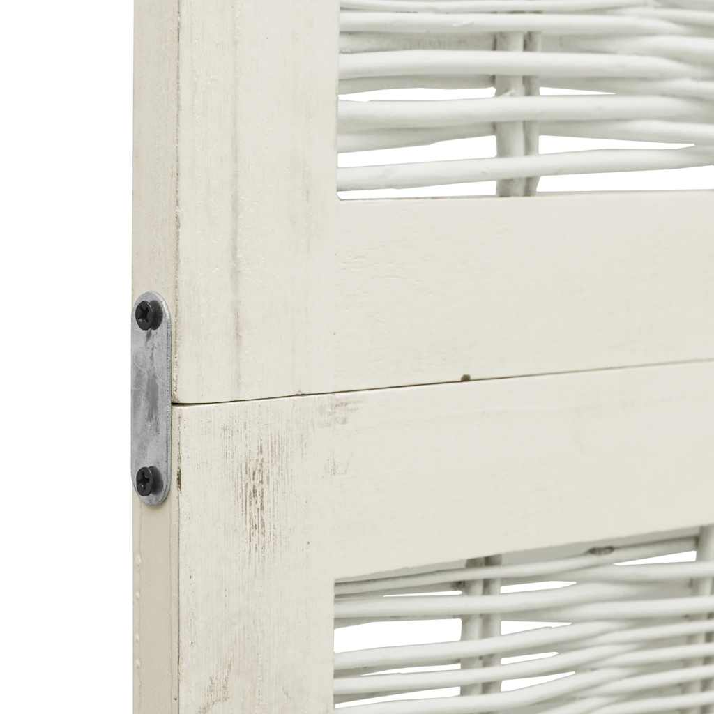 Room Divider 6 Panels White Solid Wood Paulownia