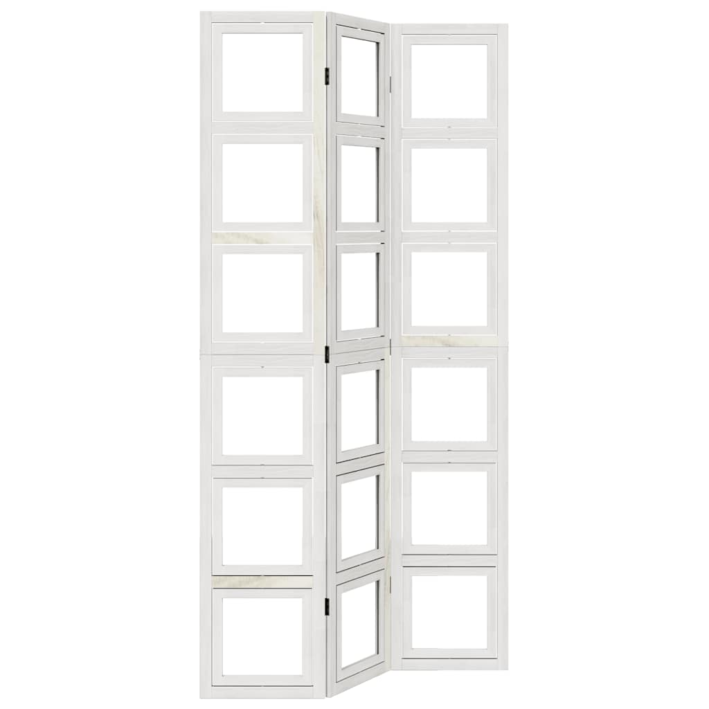 3-Panel White Solid Wood Room Divider | Paulownia Material