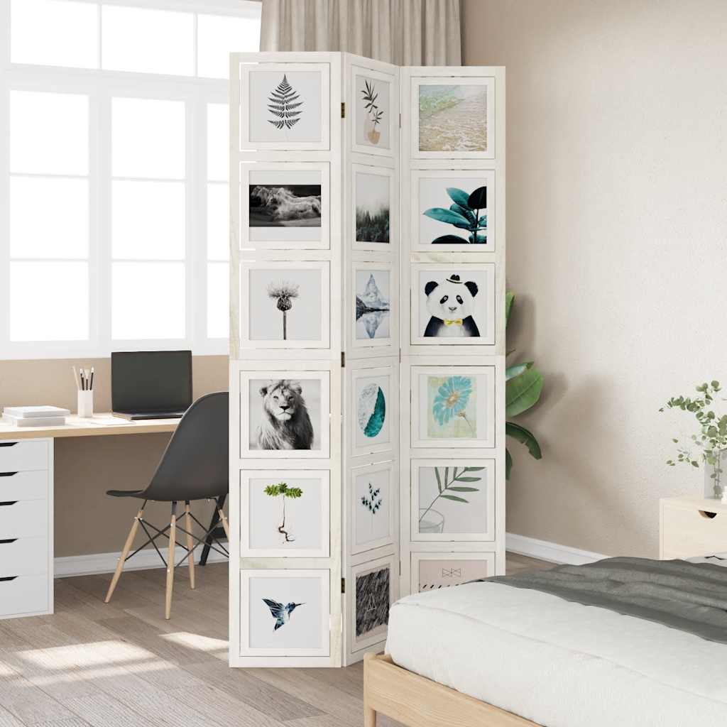 3-Panel White Solid Wood Room Divider | Paulownia Material