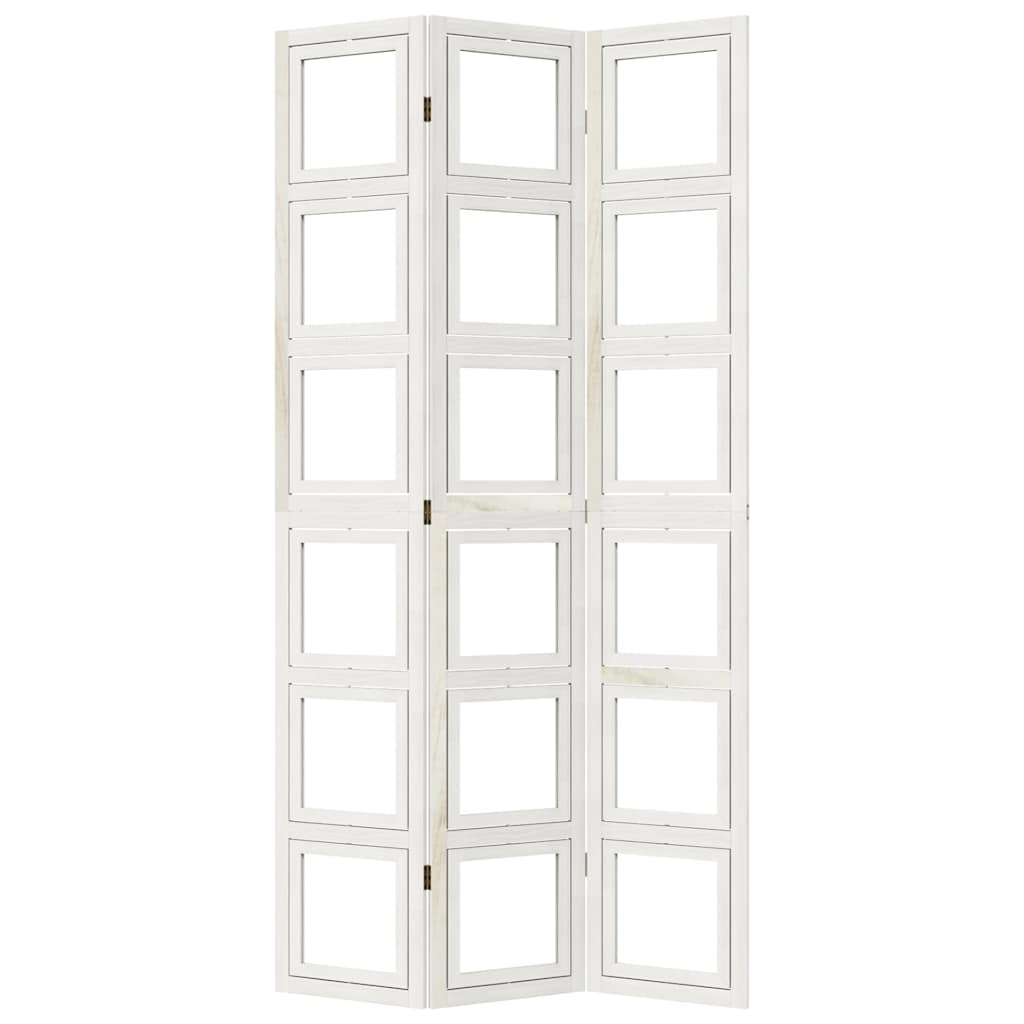 3-Panel White Solid Wood Room Divider | Paulownia Material