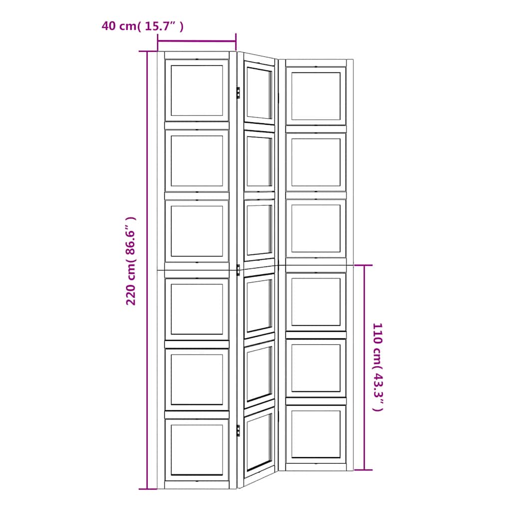 3-Panel White Solid Wood Room Divider | Paulownia Material