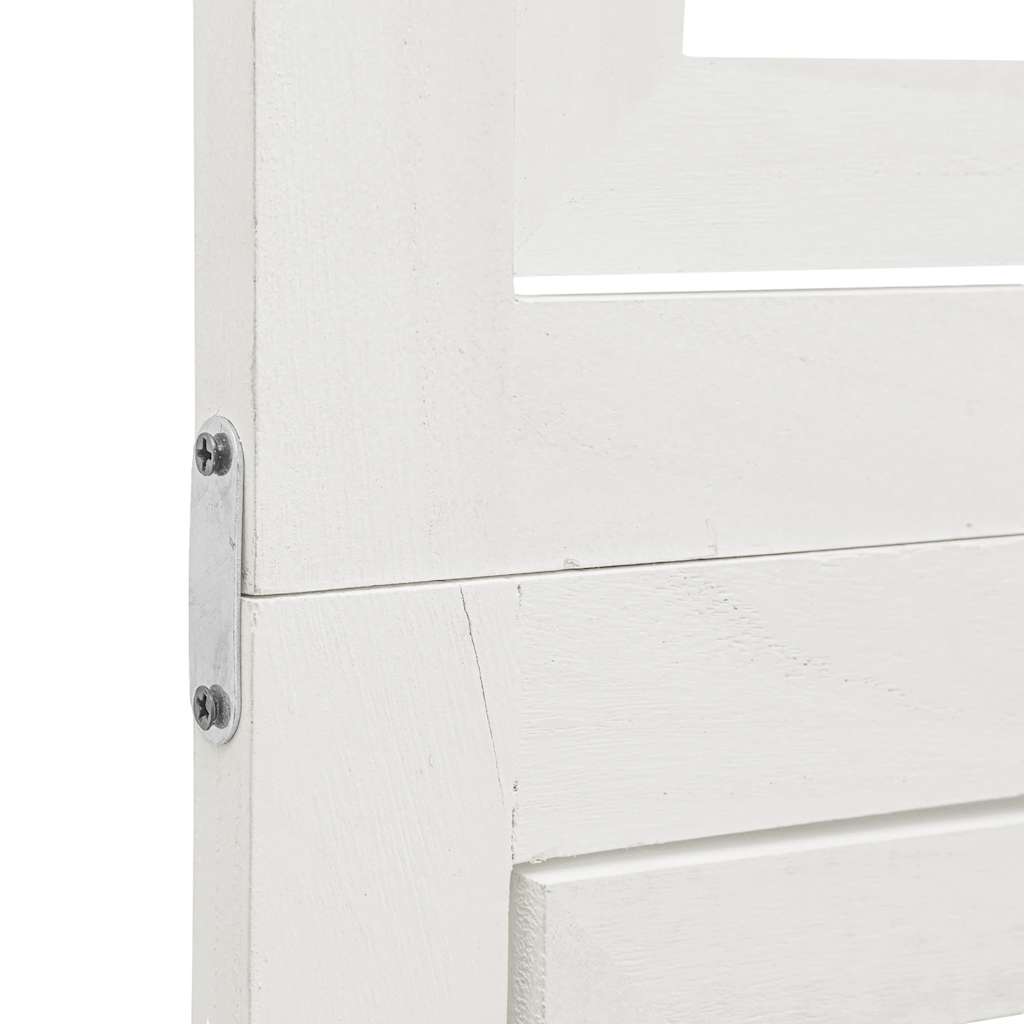 White Solid Wood Paulownia 5-Panel Room Divider