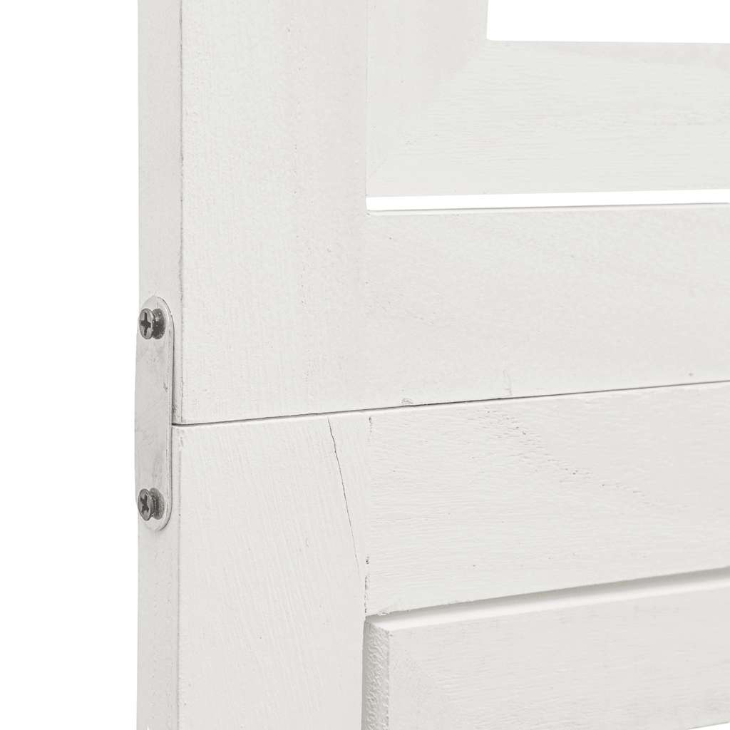 Room Divider 5 Panels White Solid Wood Paulownia