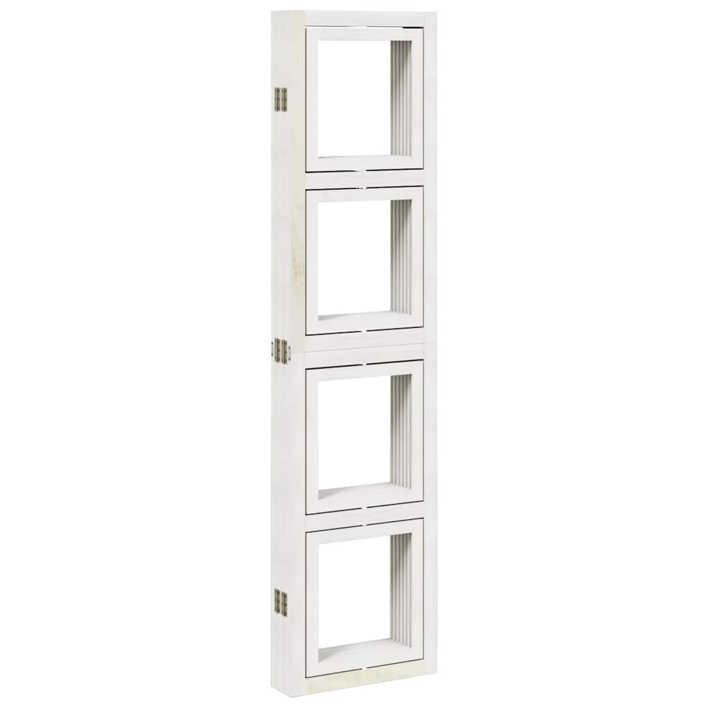 White Solid Wood Room Divider, 6 Panels, Paulownia Design