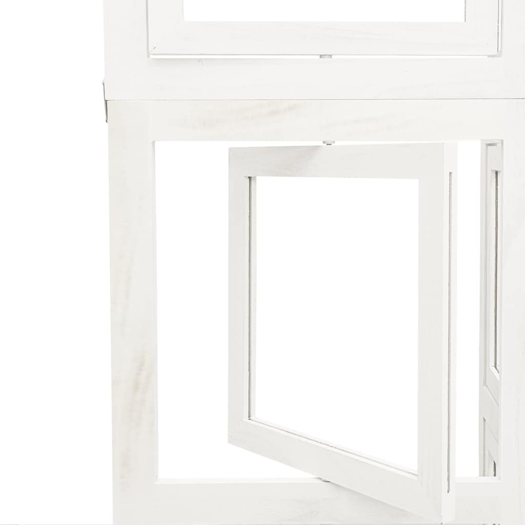 White Solid Wood Room Divider, 6 Panels, Paulownia Design