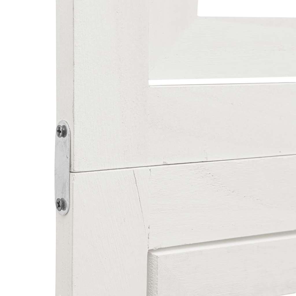 White Solid Wood Room Divider, 6 Panels, Paulownia Design