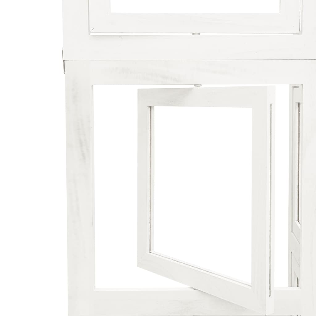 White Solid Wood Room Divider - 6 Panel Paulownia Screen