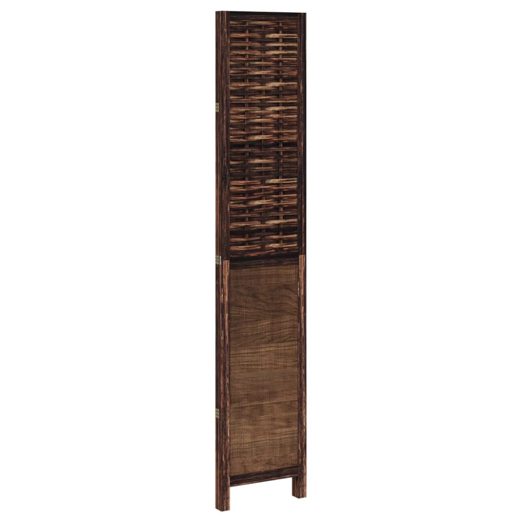 3-Panel Solid Wood Room Divider, Dark Brown Paulownia