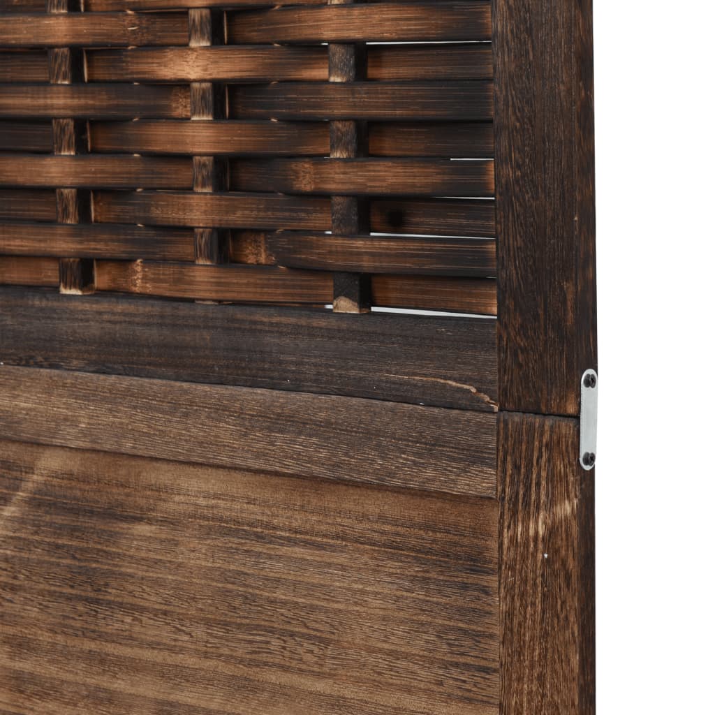 6-Panel Room Divider, Solid Paulownia Wood, Dark Brown Finish