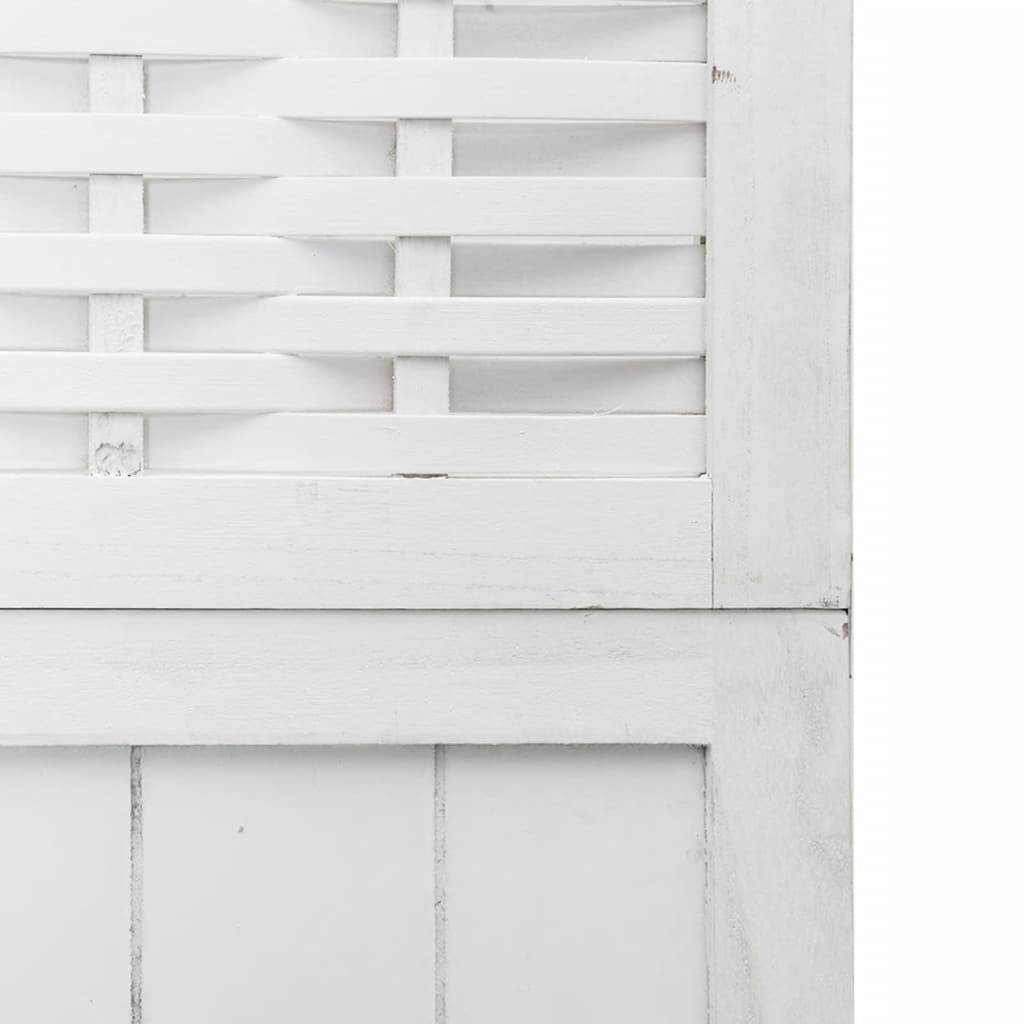 3-Panel Solid Wood Room Divider - White Paulownia Elegance
