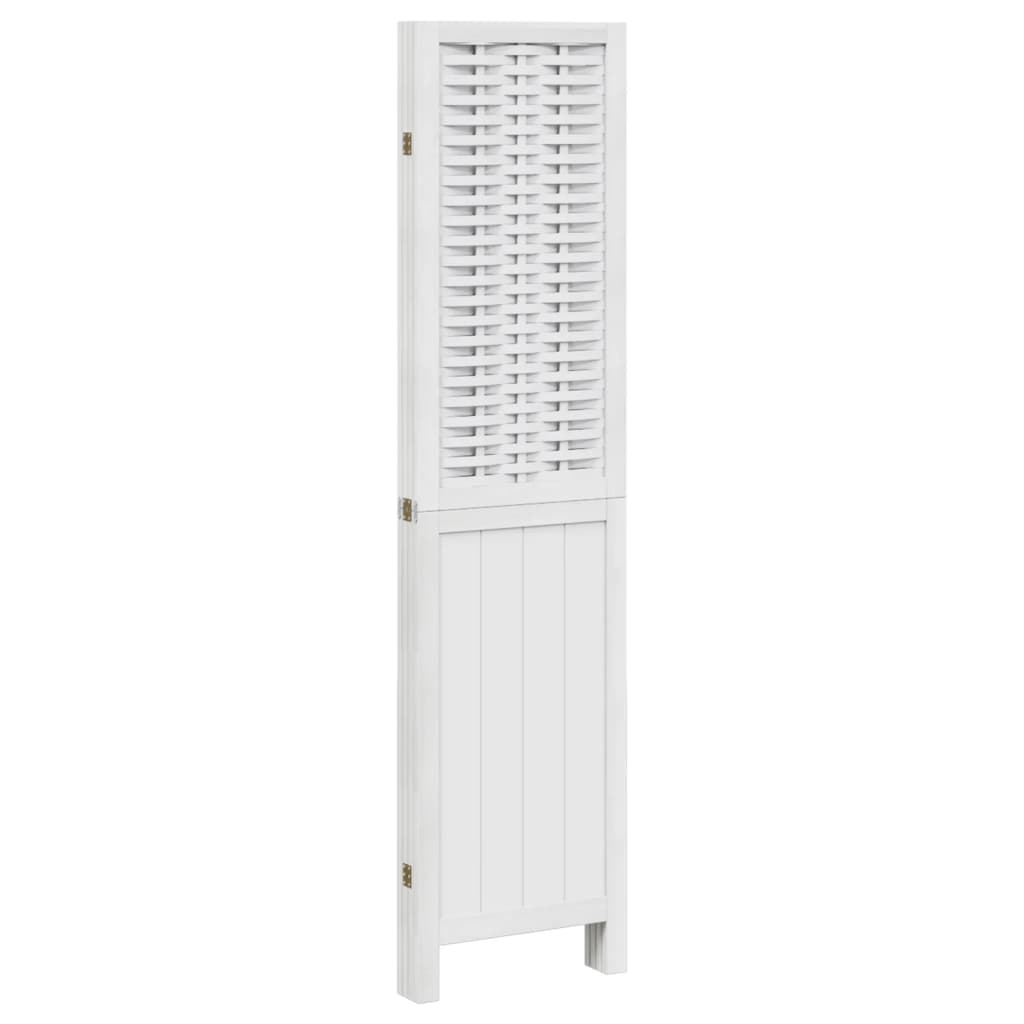Elegant 4-Panel White Solid Wood Paulownia Room Divider