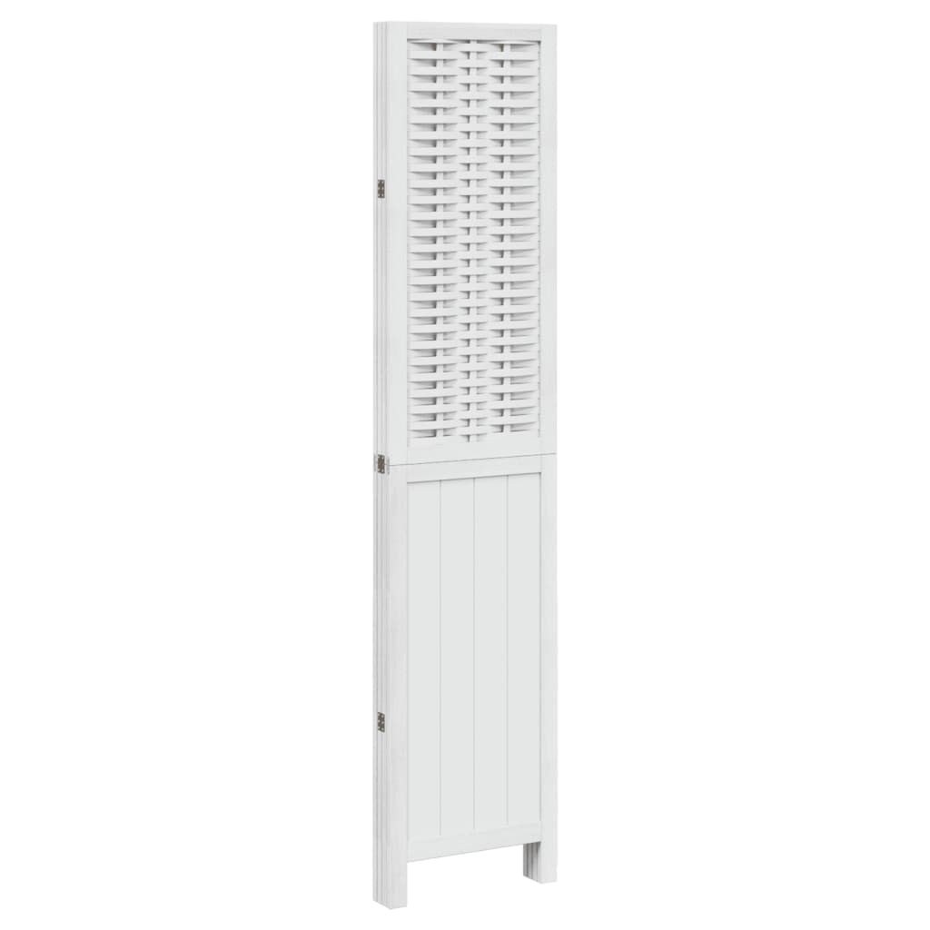 White Solid Wood Paulownia 4-Panel Room Divider