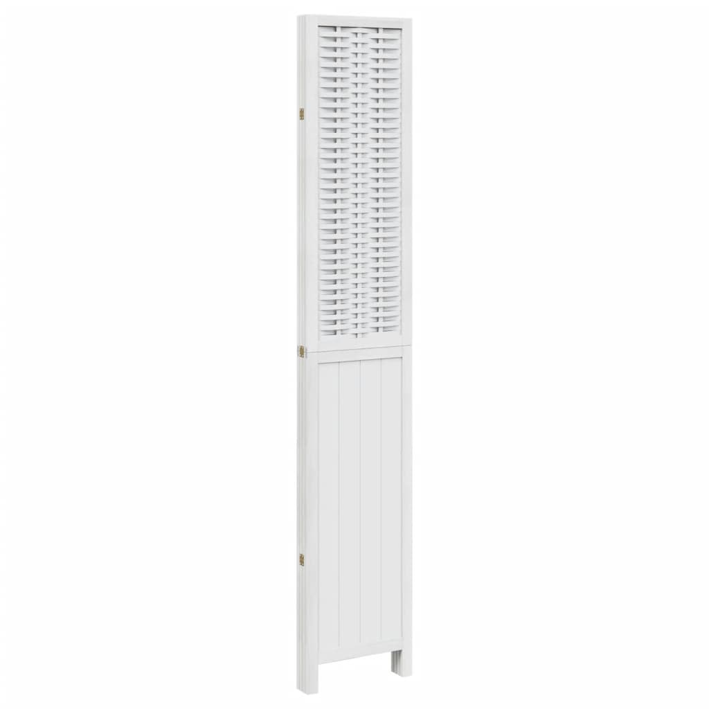 White Solid Wood 4-Panel Room Divider - Paulownia Wood Design