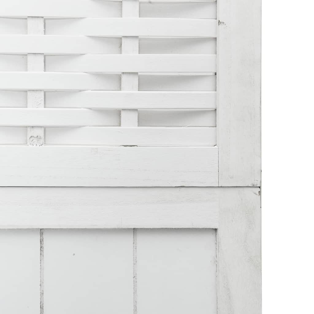 White Solid Wood 4-Panel Room Divider - Paulownia Wood Design