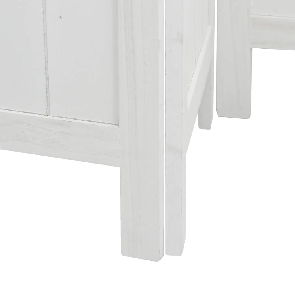 White Solid Wood 4-Panel Room Divider - Paulownia Wood Design