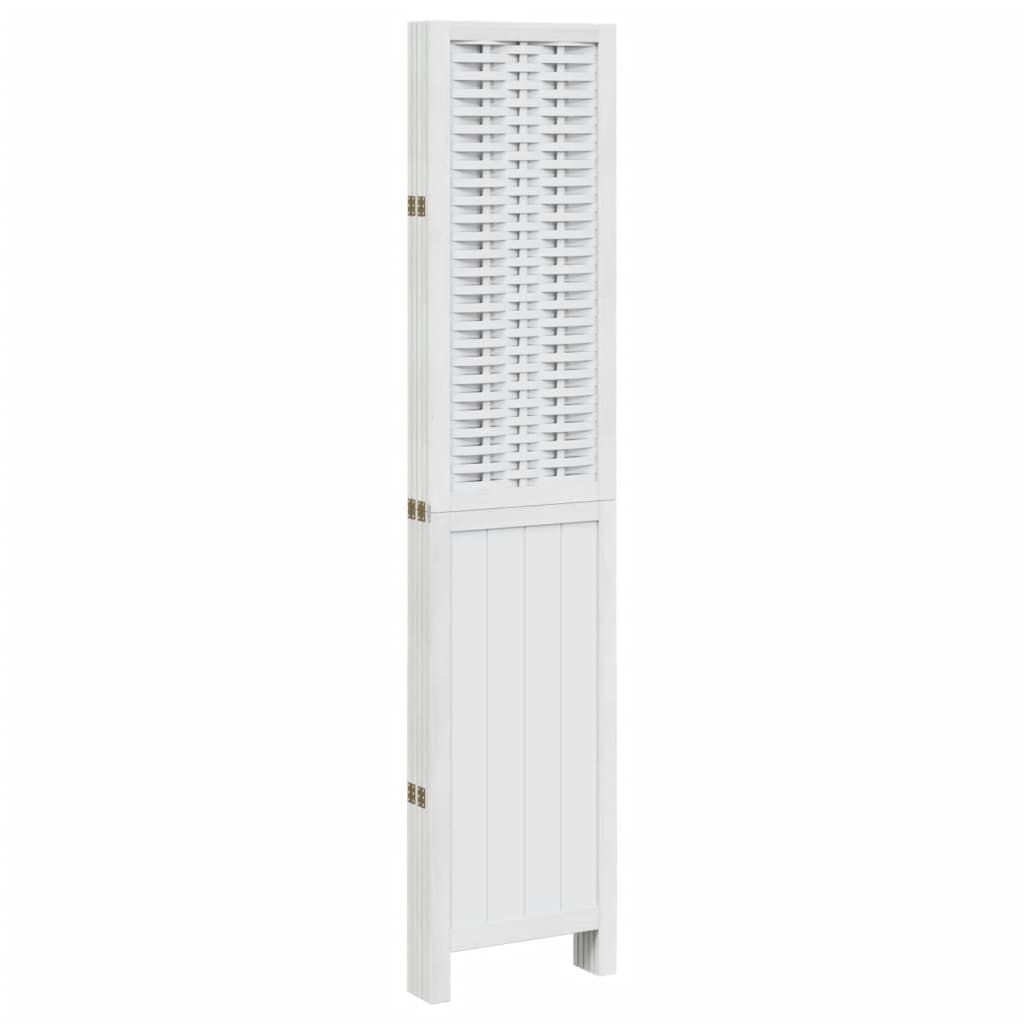 5-Panel Room Divider – Solid Paulownia Wood in White